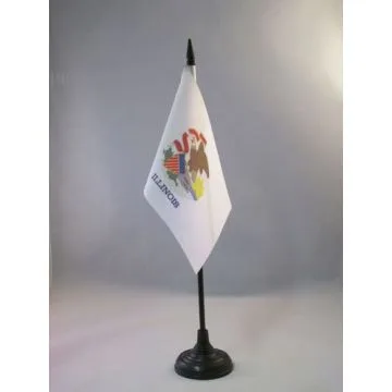 DRAPEAU DE TABLE ILLINOIS 15x10cm - PETIT DRAPEAUX DE BUREAU ETAT AMÉRICAIN - USA - ETATS-UNIS 10 x 15 cm
