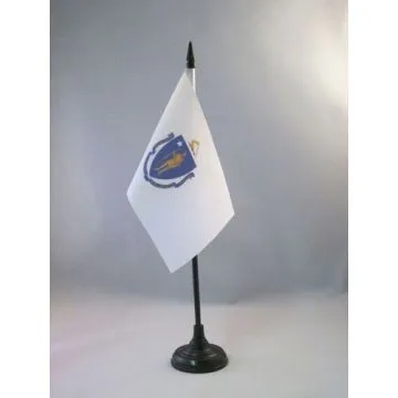 DRAPEAU DE TABLE MASSACHUSETTS 15x10cm - PETIT DRAPEAUX DE BUREAU ETAT AMÉRICAIN - USA - ETATS-UNIS 10 x 15 cm