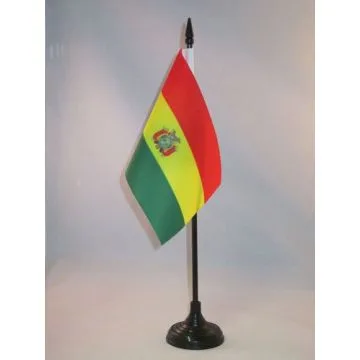 DRAPEAU DE TABLE BOLIVIE 15x10cm - PETIT DRAPEAUX DE BUREAU BOLIVIEN 10 x 15 cm