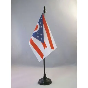 DRAPEAU DE TABLE OHIO 15x10cm - PETIT DRAPEAUX DE BUREAU ETAT AMÉRICAIN - USA - ETATS-UNIS 10 x 15 cm