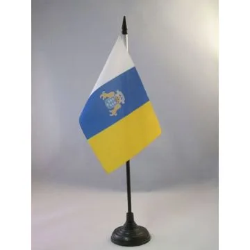 DRAPEAU DE TABLE CANARIES 15x10cm - PETIT DRAPEAUX DE BUREAU DE CANARIAS - ESPAGNE 10 x 15 cm