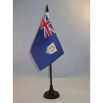 DRAPEAU DE TABLE ANGUILLA 15x10cm - PETIT DRAPEAUX DE BUREAU ANGUILLAIS 10 x 15 cm