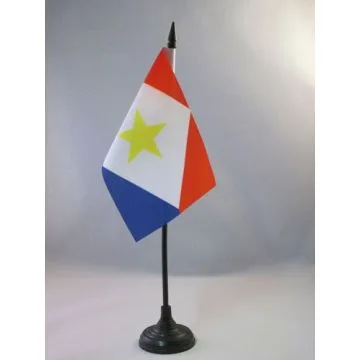DRAPEAU DE TABLE SABA 15x10cm - PETIT DRAPEAUX DE BUREAU NÉERLANDAIS - PAYS-BAS 10 x 15 cm