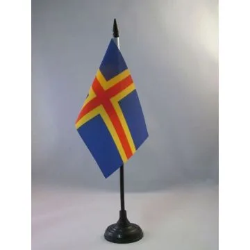 DRAPEAU DE TABLE ALAND 15x10cm - PETIT DRAPEAUX DE BUREAU ALAND - FINLANDE 10 x 15 cm