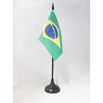 DRAPEAU DE TABLE BRÉSIL 15x10cm - PETIT DRAPEAUX DE BUREAU BRÉSILIEN 10 x 15 cm