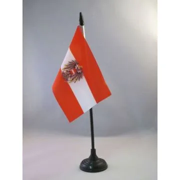 DRAPEAU DE TABLE AUTRICHE AVEC AIGLE 15x10cm - PETIT DRAPEAUX DE BUREAU AUTRICHIEN 10 x 15 cm
