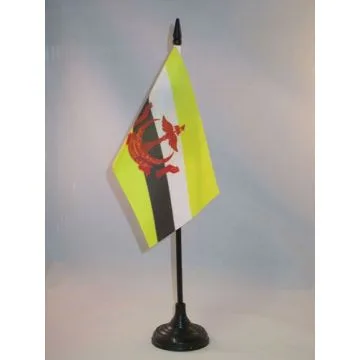 DRAPEAU DE TABLE BRUNEI 15x10cm - PETIT DRAPEAUX DE BUREAU BRUNÉIEN 10 x 15 cm