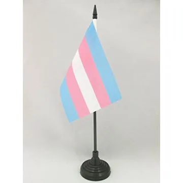 DRAPEAU DE TABLE ARC-EN-CIEL TRANSGENRE 15x10cm - PETIT DRAPEAUX DE BUREAU TRANGENDER - RAINBOW 10 x 15 cm
