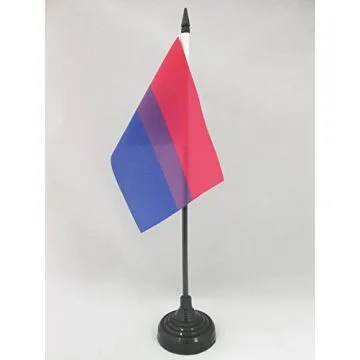 DRAPEAU DE TABLE BISEXUEL 15x10cm - PETIT DRAPEAUX DE BUREAU BISEXUEL - ARC EN CIEL - RAINBOW 10 x 15 cm