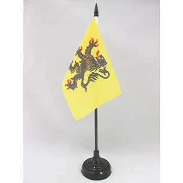 DRAPEAU DE TABLE FLANDRE 15x10cm - PETIT DRAPEAUX DE BUREAU FLAMAND - FLANDRES - BELGIQUE 10 x 15 cm