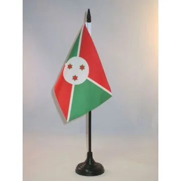 DRAPEAU DE TABLE BURUNDI 15x10cm - PETIT DRAPEAUX DE BUREAU BURUNDAIS 10 x 15 cm