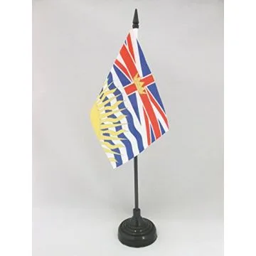 DRAPEAU DE TABLE COLOMBIE-BRITANNIQUE 15x10cm - PETIT DRAPEAUX DE BUREAU CANADIEN - CANADA 10 x 15 cm