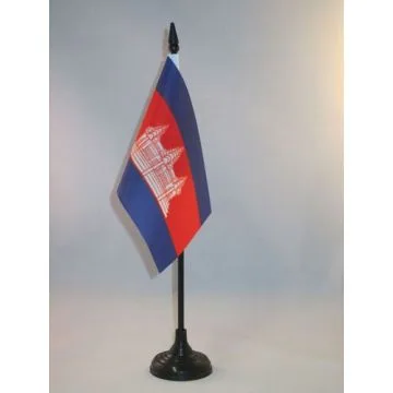 DRAPEAU DE TABLE CAMBODGE 15x10cm - PETIT DRAPEAUX DE BUREAU CAMBODGIEN 10 x 15 cm