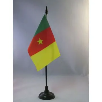 DRAPEAU DE TABLE CAMEROUN 15x10cm - PETIT DRAPEAUX DE BUREAU CAMEROUNAIS 10 x 15 cm