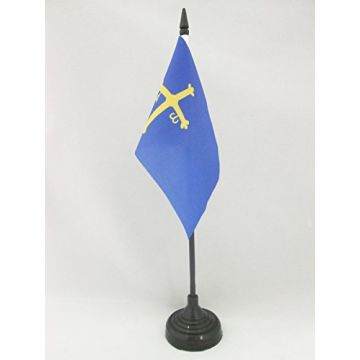 DRAPEAU DE TABLE ASTURIES 15x10cm - PETIT DRAPEAUX DE BUREAU DE ASTURIAS - ESPAGNE 10 x 15 cm
