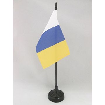 DRAPEAU DE TABLE CANARIES SANS ÉCUSSON 15x10cm - PETIT DRAPEAUX DE BUREAU DE CANARIAS - ESPAGNE 10 x 15 cm