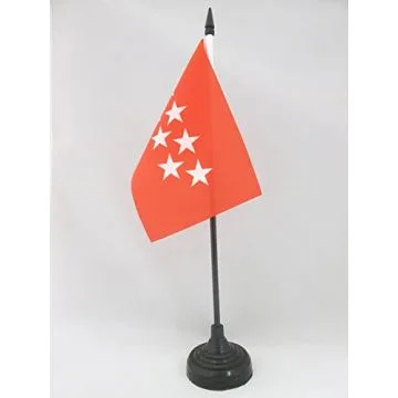 DRAPEAU DE TABLE COMMUNAUTÉ DE MADRID 15x10cm - PETIT DRAPEAUX DE BUREAU MADRILÈNE - ESPAGNE 10 x 15 cm