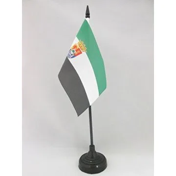 DRAPEAU DE TABLE ESTRÉMADURE 15x10cm - PETIT DRAPEAUX DE BUREAU DE EXTREMADURA - ESPAGNE 10 x 15 cm