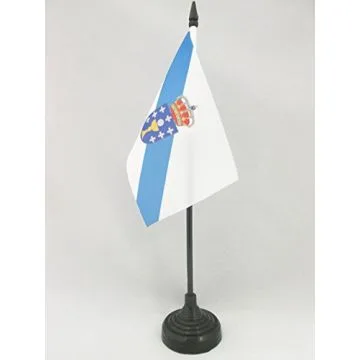 DRAPEAU DE TABLE GALICE 15x10cm - PETIT DRAPEAUX DE BUREAU DE GALICIA - ESPAGNE 10 x 15 cm