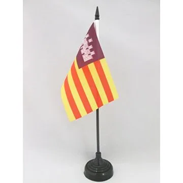 DRAPEAU DE TABLE ILES BALÉARES 15x10cm - PETIT DRAPEAUX DE BUREAU DE LAS ISLAS BALEARES - ESPAGNE 10 x 15 cm