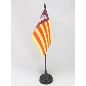 DRAPEAU DE TABLE MAYORQUE 15x10cm - PETIT DRAPEAUX DE BUREAU DE MALLORCA - ESPAGNE 10 x 15 cm