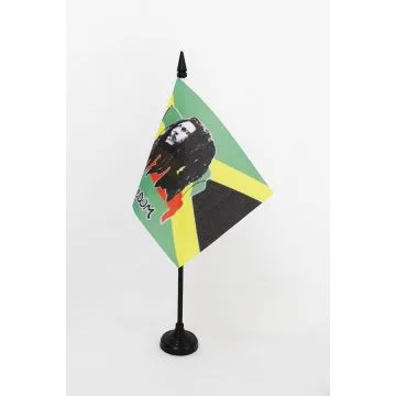 DRAPEAU DE TABLE BOB MARLEY 15x10cm - PETIT DRAPEAUX DE BUREAU JAMAÏCAIN - JAMAÏQUE 10 x 15 cm