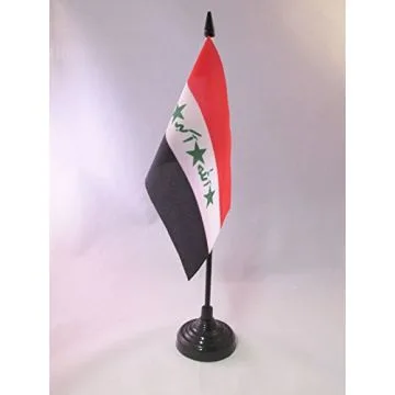 DRAPEAU DE TABLE IRAK ANCIEN 15x10cm - PETIT DRAPEAUX DE BUREAU IRAKIEN 10 x 15 cm