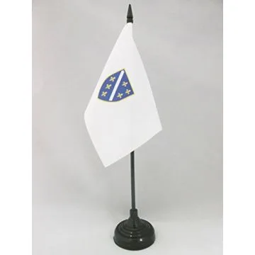 DRAPEAU DE TABLE BOSNIE-HERZÉGOVINE 1992-1998 15x10cm - PETIT DRAPEAUX DE BUREAU BOSNIEN ANCIEN 10 x 15 cm