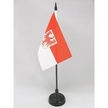 DRAPEAU DE TABLE BRANDEBOURG 15x10cm - PETIT DRAPEAUX DE BUREAU BRANDENBURG - LAND ALLEMAGNE 10 x 15 cm