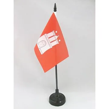 DRAPEAU DE TABLE HAMBOURG 15x10cm - PETIT DRAPEAUX DE BUREAU HAMBURG - LAND ALLEMAGNE 10 x 15 cm