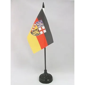 DRAPEAU DE TABLE SARRE 15x10cm - PETIT DRAPEAUX DE BUREAU SAARLAND - LAND ALLEMAGNE 10 x 15 cm