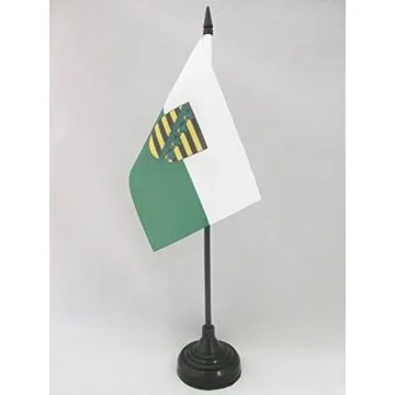 DRAPEAU DE TABLE SAXE 15x10cm - PETIT DRAPEAUX DE BUREAU SACHSEN - LAND ALLEMAGNE 10 x 15 cm