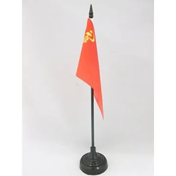 DRAPEAU DE TABLE URSS AVEC MAIN 15x10cm - PETIT DRAPEAUX DE BUREAU COMMUNISTE - RUSSIE 10 x 15 cm