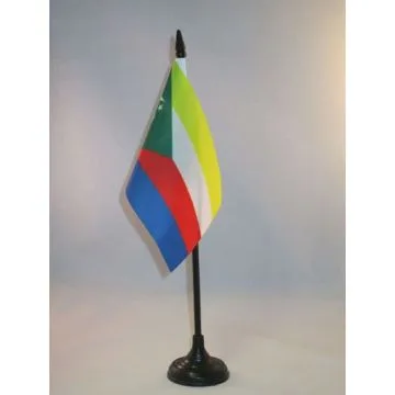 DRAPEAU DE TABLE COMORES 15x10cm - PETIT DRAPEAUX DE BUREAU COMORIEN 10 x 15 cm