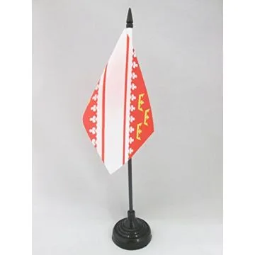 DRAPEAU DE TABLE ALSACE 15x10cm - PETIT DRAPEAUX DE BUREAU ALSACIEN - PROVINCE D\'ALSACE 10 x 15 cm