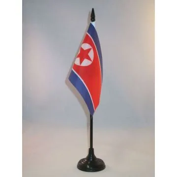DRAPEAU DE TABLE CORÉE DU NORD 15x10cm - PETIT DRAPEAUX DE BUREAU NORD CORÉEN 10 x 15 cm