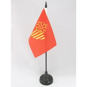 DRAPEAU DE TABLE LANGUEDOC-ROUSSILLON 15x10cm - PETIT DRAPEAUX DE BUREAU LANGUEDOCIEN - FRANCE 10 x 15 cm