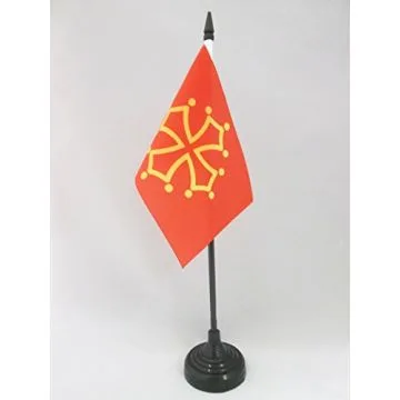 DRAPEAU DE TABLE MIDI-PYRÉNÉES - OCCITANIE 15x10cm - PETIT DRAPEAUX DE BUREAU OCCITAN - FRANCE 10 x 15 cm
