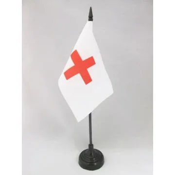 DRAPEAU DE TABLE CROIX ROUGE 15x10cm - PETIT DRAPEAUX DE BUREAU HUMANITAIRE 10 x 15 cm