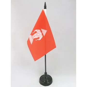 DRAPEAU DE TABLE LAOS ANCIEN 15x10cm - PETIT DRAPEAUX DE BUREAU LAOSIEN 10 x 15 cm