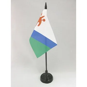 DRAPEAU DE TABLE LESOTHO ANCIEN 15x10cm - PETIT DRAPEAUX DE BUREAU LÉSOTHAN 10 x 15 cm