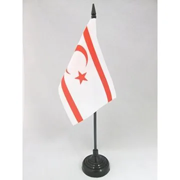 DRAPEAU DE TABLE CHYPRE DU NORD 15x10cm - PETIT DRAPEAUX DE BUREAU CHYPRIOTE 10 x 15 cm