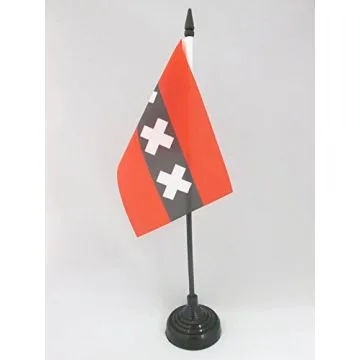 DRAPEAU DE TABLE AMSTERDAM 15x10cm - PETIT DRAPEAUX DE BUREAU HOLLANDAIS - PAYS-BAS 10 x 15 cm