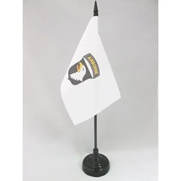 DRAPEAU DE TABLE USA AIRBORNE BLANC AVEC AIGLE 15x10cm - PETIT DRAPEAUX DE BUREAU AMÉRICAIN ? ARMÉE ETATS-UNIS 10 x 15 cm