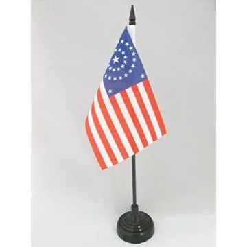 DRAPEAU DE TABLE USA ÉTOILES EN ROND 15x10cm - PETIT DRAPEAUX DE BUREAU AMÉRICAIN - ETATS-UNIS 10 x 15 cm