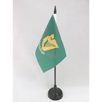 DRAPEAU DE TABLE IRLANDE ERIN GO BRAGH 15x10cm - PETIT DRAPEAUX DE BUREAU IRLANDAIS 10 x 15 cm