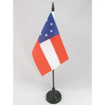 DRAPEAU DE TABLE ÉTATS CONFÉDÉRÉS D\'AMÉRIQUE MARS-MAI 1861 15x10cm - PETIT DRAPEAUX DE BUREAU REBEL - USA CONFÉDÉRÉ 10 x 15 cm