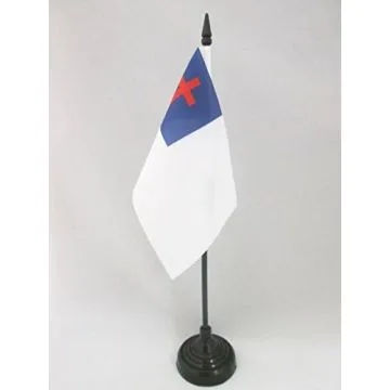 DRAPEAU DE TABLE RELIGION CHRÉTIENNE 15x10cm - PETIT DRAPEAUX DE BUREAU CHRÉTIEN 10 x 15 cm