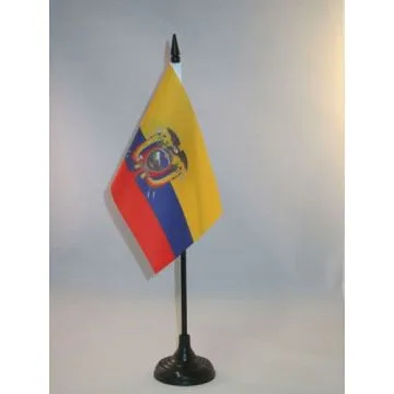 DRAPEAU DE TABLE EQUATEUR 15x10cm - PETIT DRAPEAUX DE BUREAU ÉQUATORIEN 10 x 15 cm