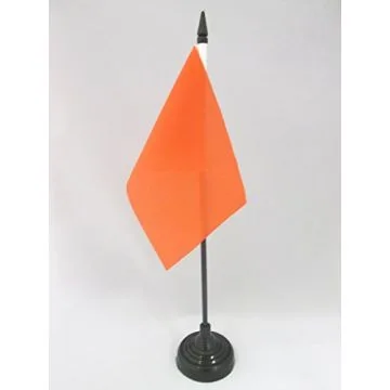 DRAPEAU DE TABLE UNICOLORE ORANGE 15x10cm - PETIT DRAPEAUX DE BUREAU DE COULEUR ORANGÉE 10 x 15 cm